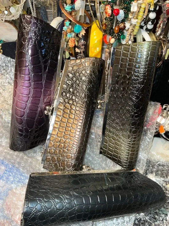 Croc-Embossed Clutch Purse - Multicolor Metallics - Picture 14 of 16